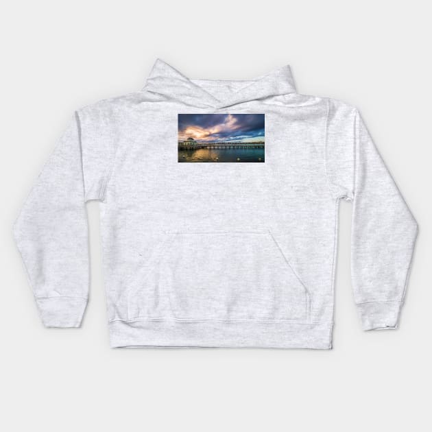 St Kilda Pier Cloud Burst Kids Hoodie by LukeDavidPhoto